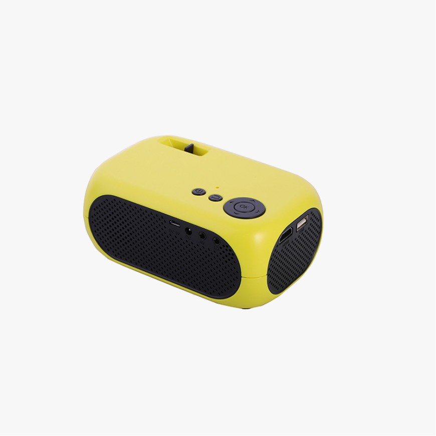 Yellow compact portable home smart projector