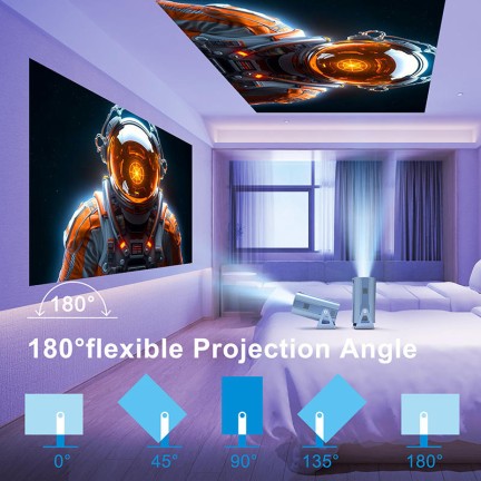 Blue adjustable angle smart projector